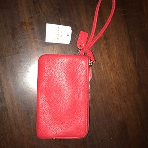 Coach red wristlet